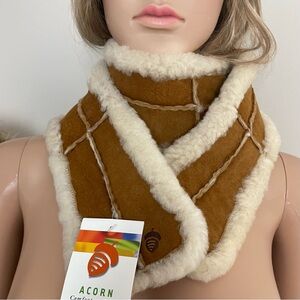 Women's ACORN Classic CHESTNUT Sheep Shearling SHEEPSKIN Scarf NECK WARMER